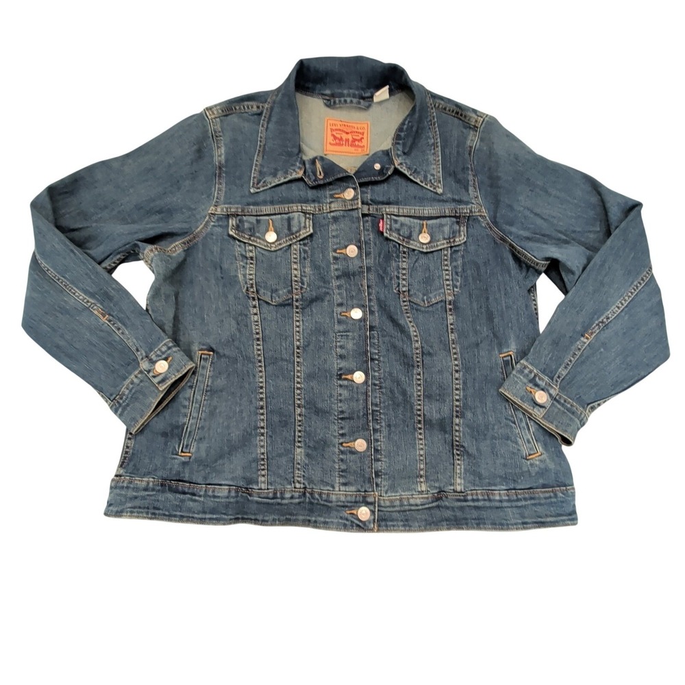 Levi's Women's Plus Size 2X Original Trucker Denim Jacket Blue Jean Coat 77994